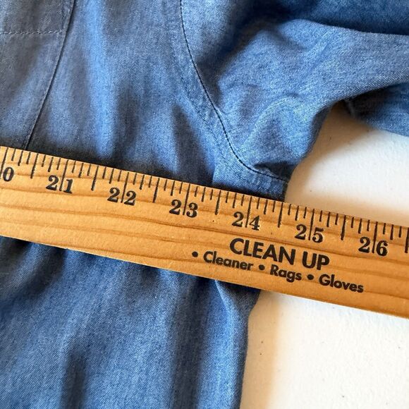 Vintage Basic Editions Chambray Button Front Up Shirt Long Sleeve Mens Size XL - Picture 5 of 8